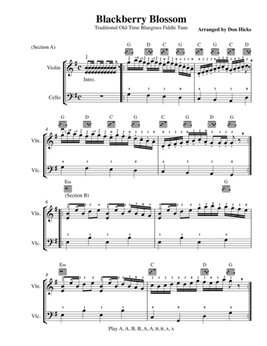 Blackberry Blossom (Duet for Violin & Cello) (arr. Don Hicks)
