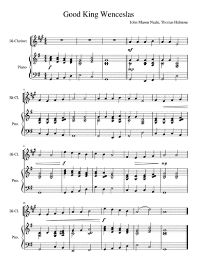Good King Wenceslas - Clarinet and Piano (arr. Kacie J. Rickells)