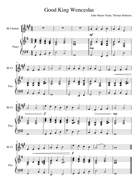 Good King Wenceslas - Clarinet and Piano (arr. Kacie J. Rickells)
