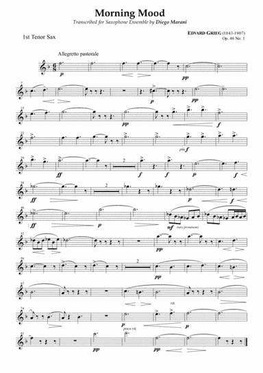 Peer Gynt Suite Op. 46 No. 1 for Saxophone Ensemble - Tenor Sax 1 (arr. Diego Marani)
