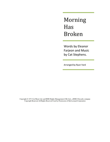 Morning Has Broken (arr. Ryan Yard)