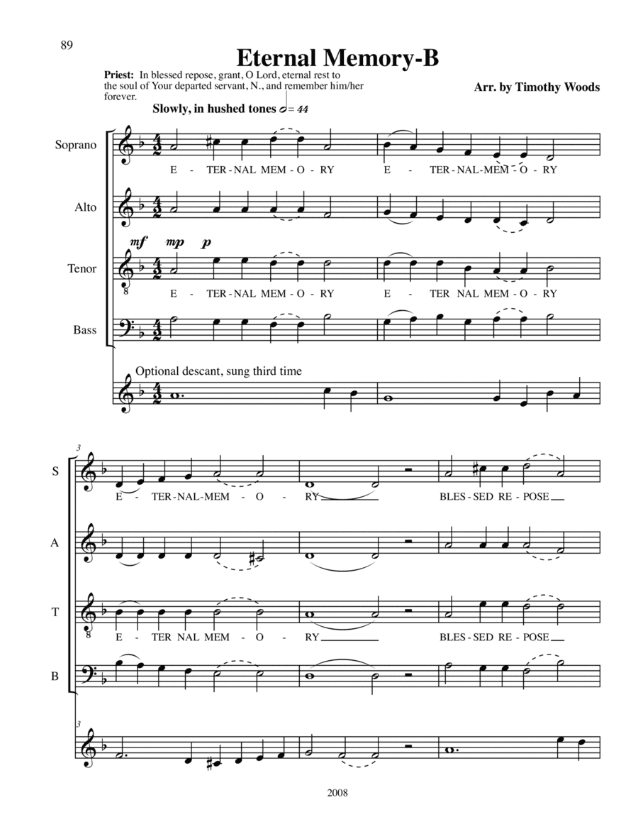 Eternal Memory-Byzantine Requiem (arr. Timothy D. Woods)