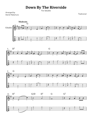 Down By The Riverside (For Ukulele Solo with TAB) (arr. Daniel Nakamura)