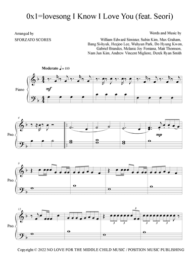 0x1=lovesong I Know I Love You (feat. Seori) (arr. Sforzato Scores)
