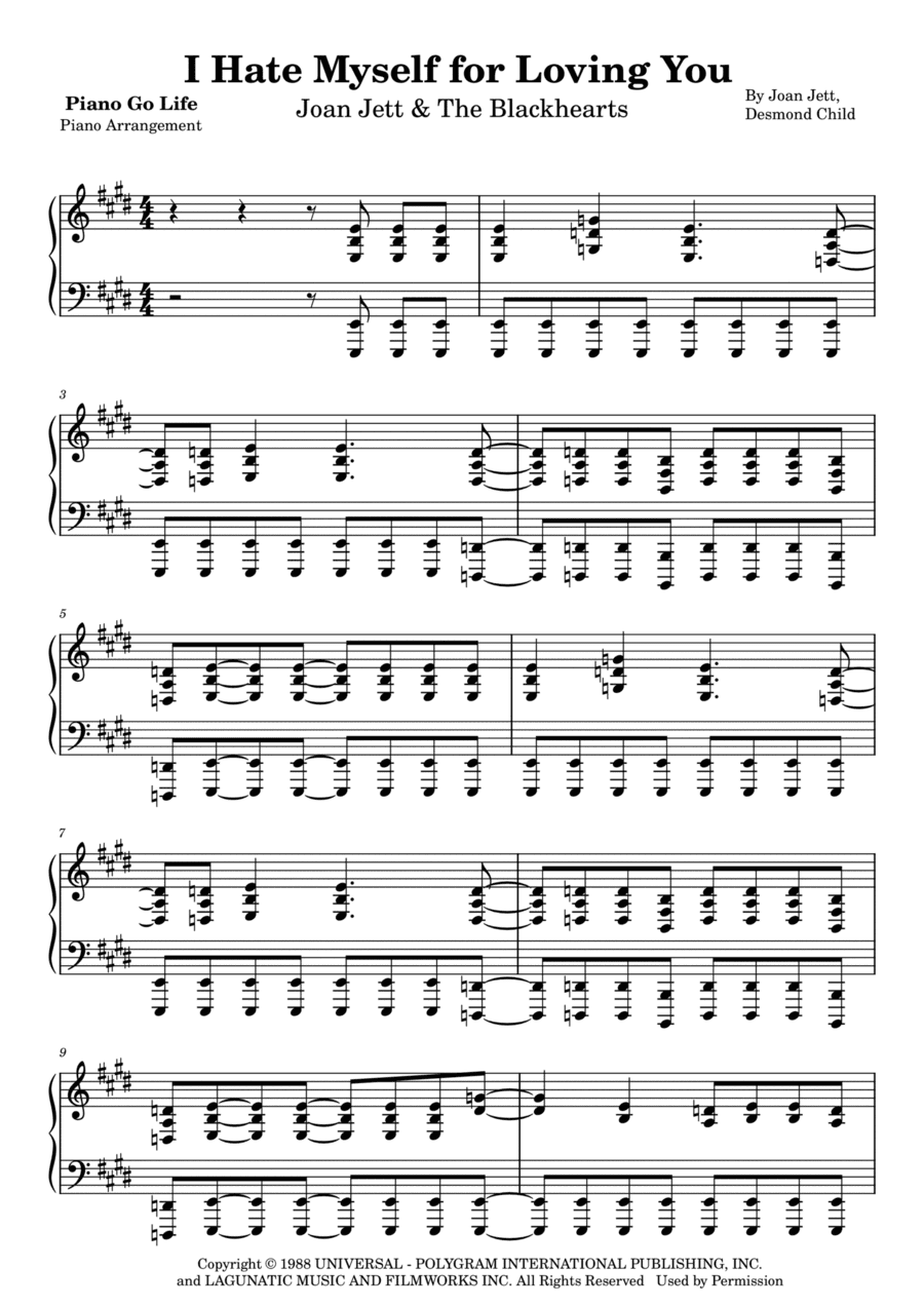 I Hate Myself For Loving You (arr. Piano Go Life)