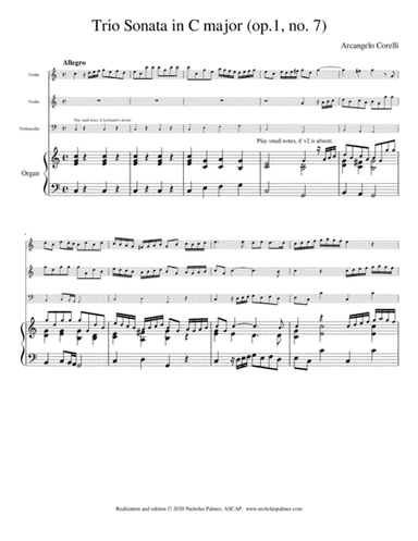 Trio Sonata in C major (op.1, no. 7) - Arcangelo Corelli (arr. Nicholas Palmer, ASCAP)
