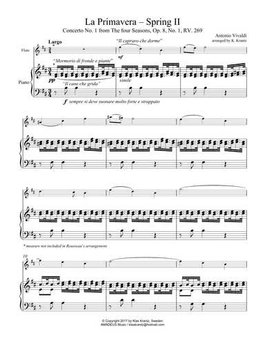 Largo (ii) from La Primavera (Spring) RV. 269 for flute and piano (arr. K. Krantz)