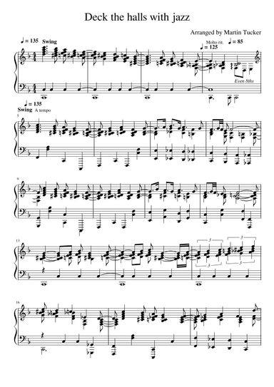 Deck the halls for jazz piano (arr. Martin Tucker)