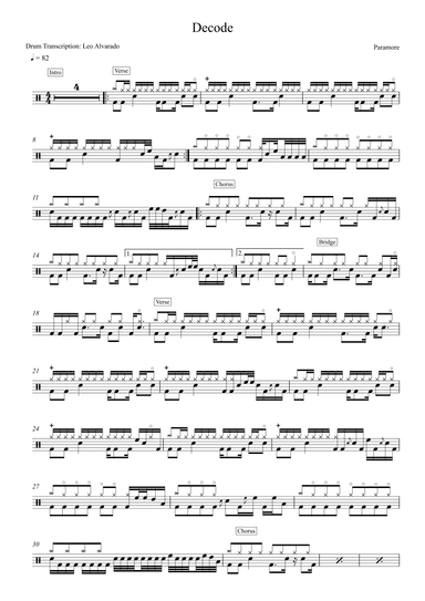 Decode (arr. Drum Transcription: Leo Alvarado)
