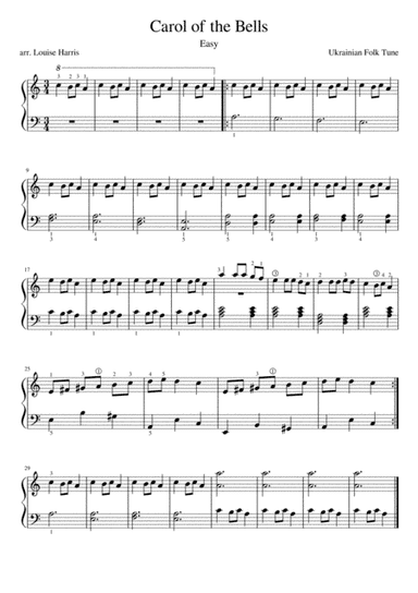 Carol of the Bells. Easy Piano Solo Grade 1 (arr. Louise Harris)
