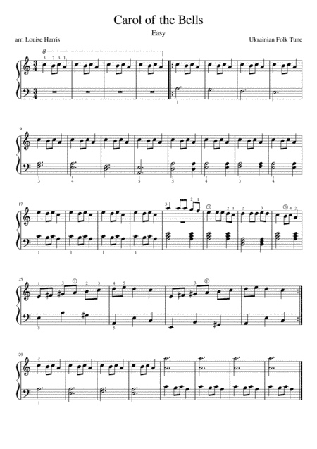 Carol of the Bells. Easy Piano Solo Grade 1 (arr. Louise Harris)
