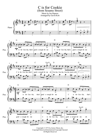 "c" Is For Cookie (arr. Gavin Koh)