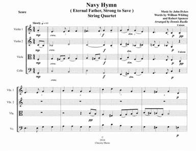 Navy Hymn (Eternal Father, Strong to Save) - String Quartet - Intermediate (arr. Dennis Ruello)