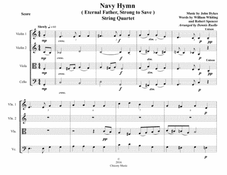 Navy Hymn (Eternal Father, Strong to Save) - String Quartet - Intermediate (arr. Dennis Ruello)