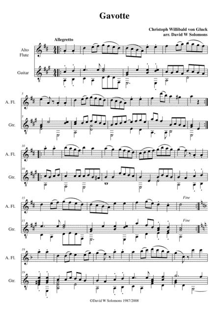 Gavotte in A major for alto flute and guitar (arr. David Warin Solomons)