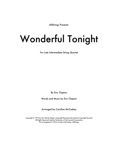 Wonderful Tonight (arr. Caroline McCaskey)