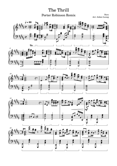 Nero - The Thrill (porter Robinson Remix) (arr. Aidan Leung)