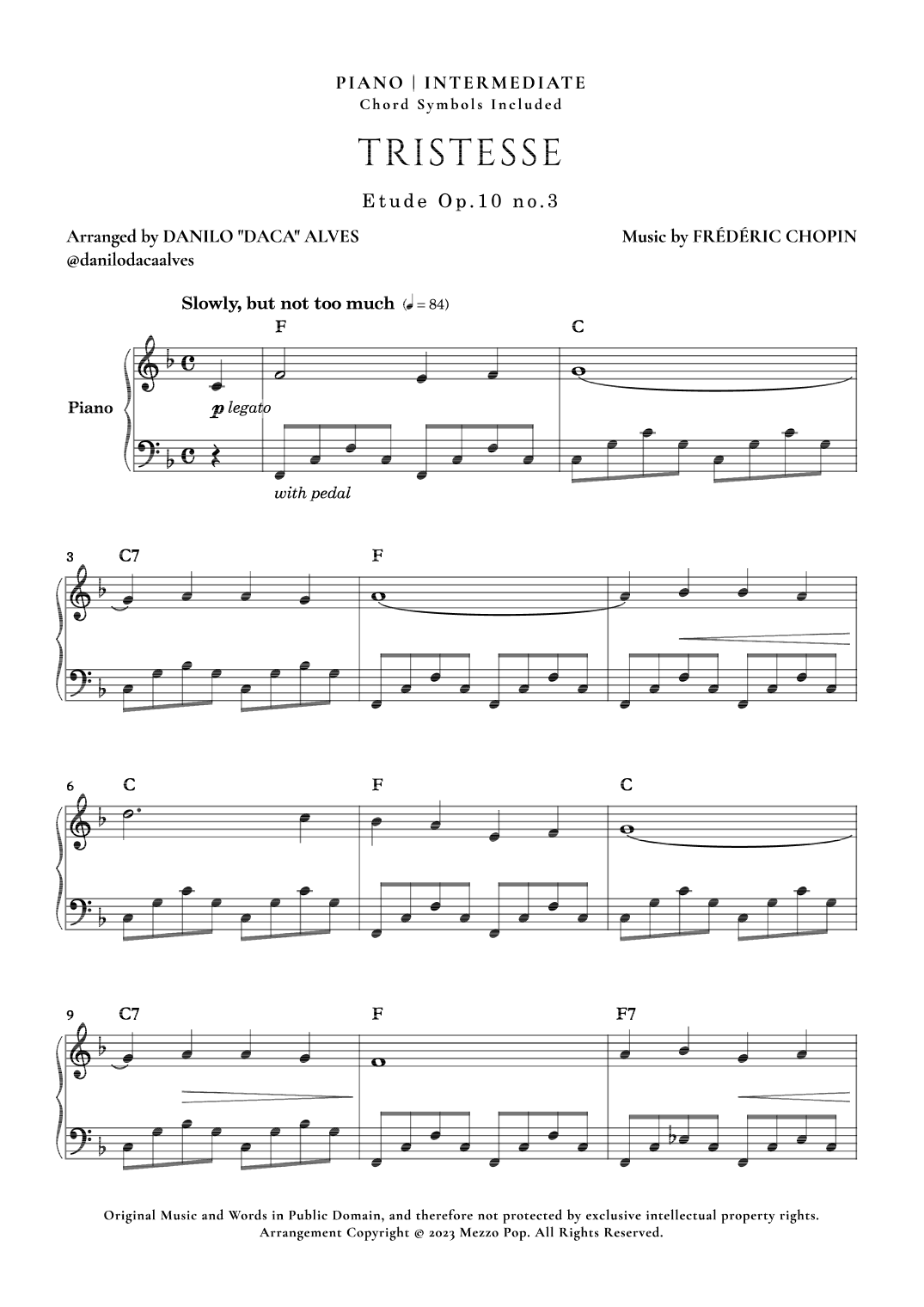 Étude op. 10 no. 3 (Tristesse) (arr. Danilo "Daca" Alves)