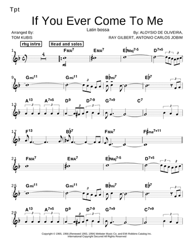 If You Never Come To Me (inutil Paisagem) (arr. Tom Kubis)