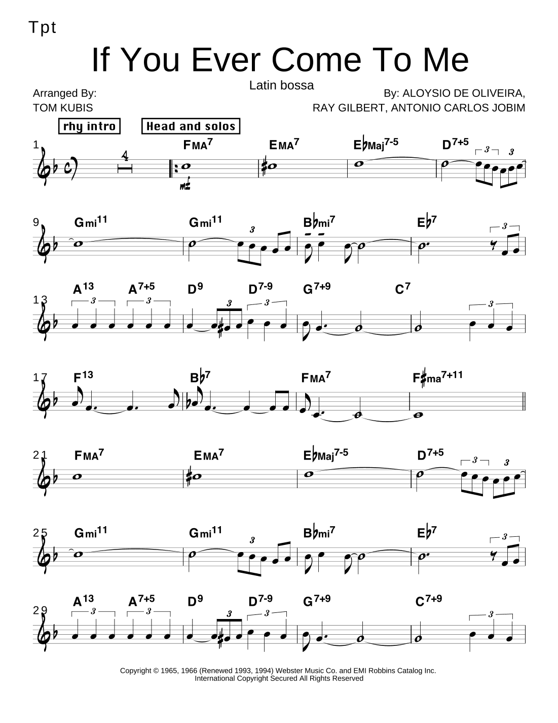 If You Never Come To Me (inutil Paisagem) (arr. Tom Kubis)