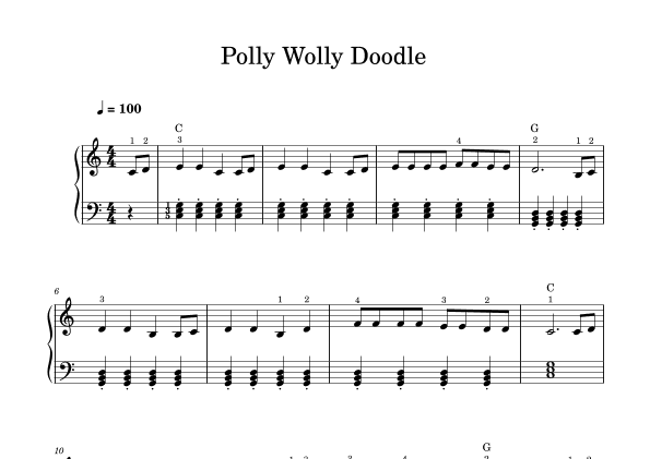 Polly Wolly Doodle (folk song) - piano (arr. Piano eTutor app)