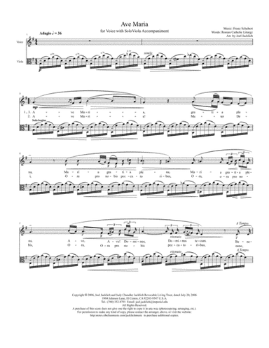Schubert's Ave Maria (in G) accompanied by solo viola (arr. Joel Jacklich (ASCAP))
