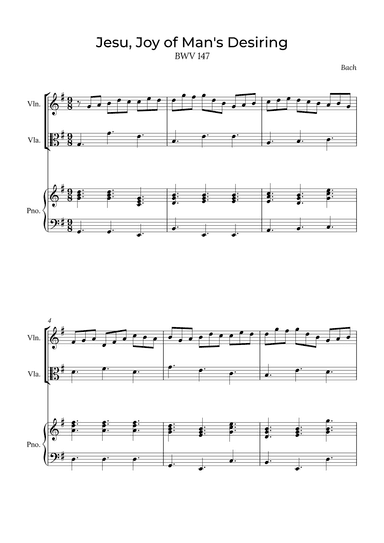 Jesu, Joy of Man's Desiring - Violin and Viola with piano (arr. Alex Nunes Rodrigues)