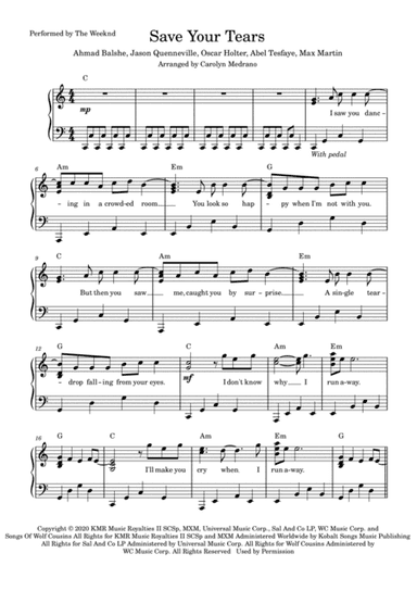 Save Your Tears (arr. Carolyn Medrano)