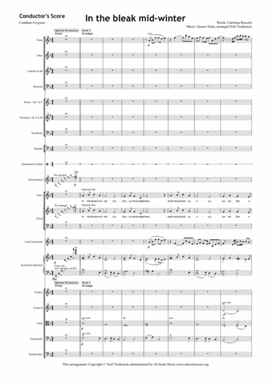 In the Bleak Midwinter – Full Orchestra and SATB Choir (arr. All Souls Music Publishing)