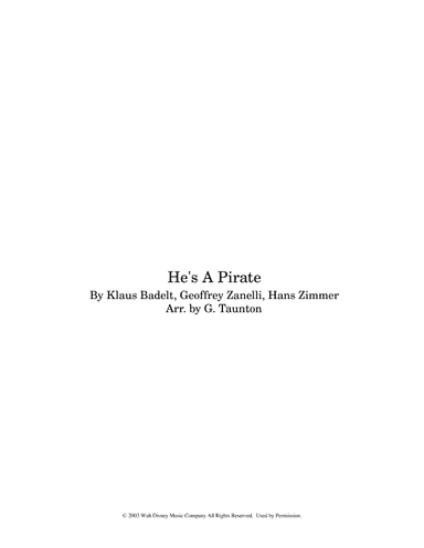 He's A Pirate (arr. G. Taunton)