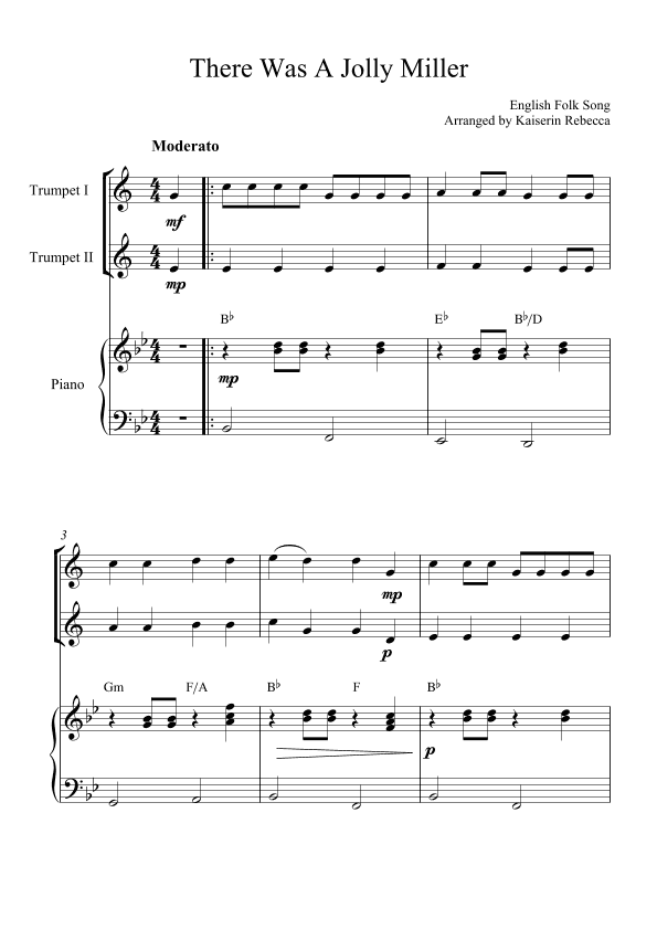 There Was A Jolly Miller (arr. Kaiserin Rebecca)