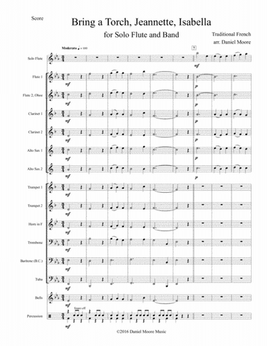 Bring a Torch, Jeannette, Isabella - for Solo Flute and Elementary Band (arr. Daniel Moore)