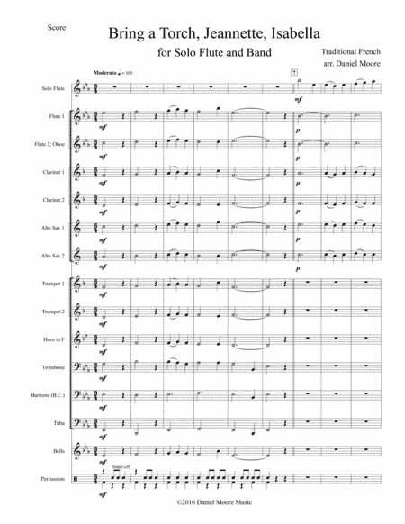 Bring a Torch, Jeannette, Isabella - for Solo Flute and Elementary Band (arr. Daniel Moore)