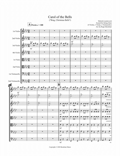 Carol of the Bells (F min) (String Octet - 4 Violin, 2 Viola, 2 Cello) (arr. Regis Bookshar)