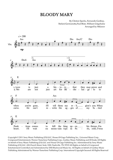 Bloody Mary (arr. Milanov)