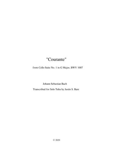 Courante from Cello Suite No. 1 in G Major (Solo Tuba) (arr. Justin S. Bare)