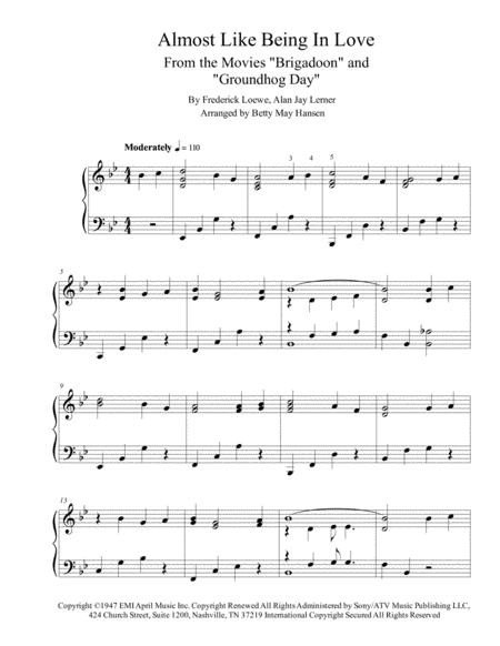 Almost Like Being In Love (arr. Betty May Hansen)