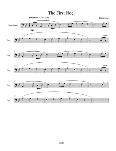 The First Noel for solo trombone (arr. B C Dockery)