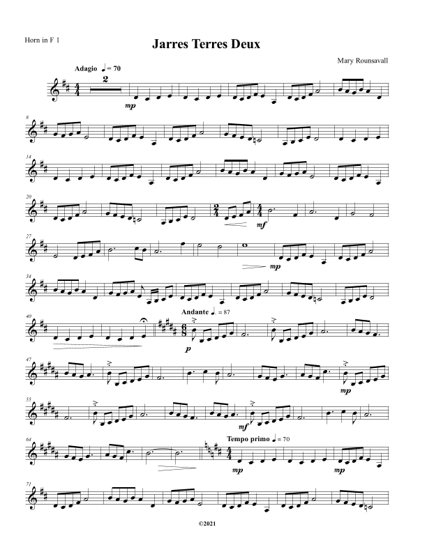 Jarres Terres Deux: FRENCH HORN 1 PART