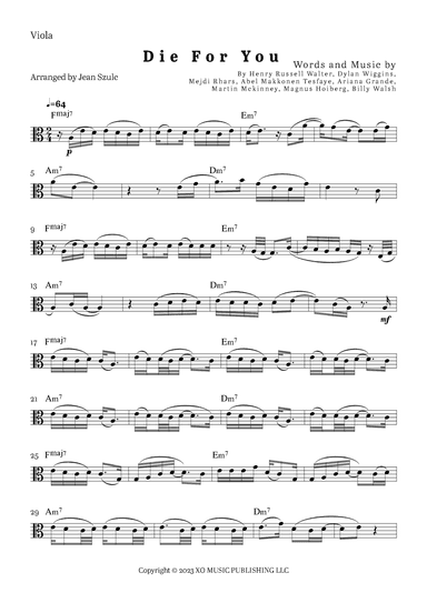 Die For You Remix (arr. Jean Szulc)