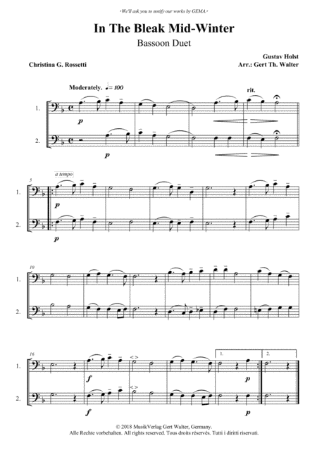 In The Bleak Mid-Winter (arr. Gert Th. Walter)