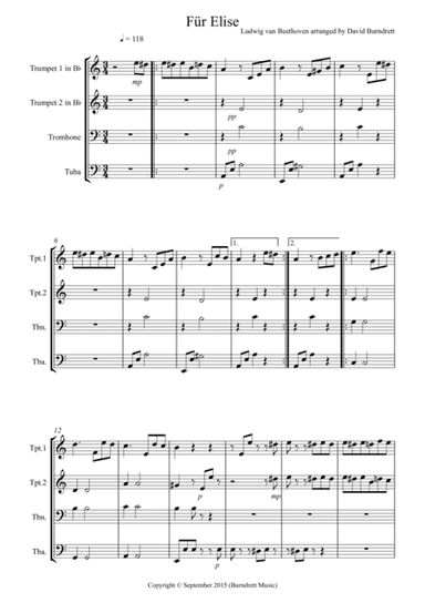 Fur Elise for Brass Quartet (arr. David Burndrett)