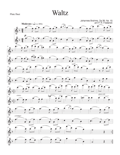 Waltz In Ab Major Op 39, No. 15 (Flute duet) (arr. P. R. Frederick)