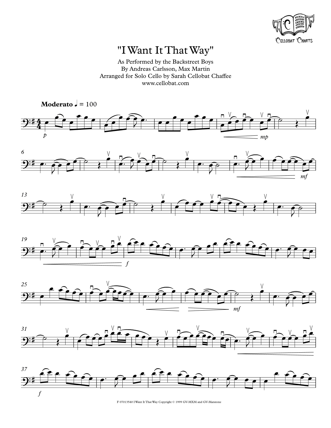 I Want It That Way (arr. Sarah Cellobat Chaffee)