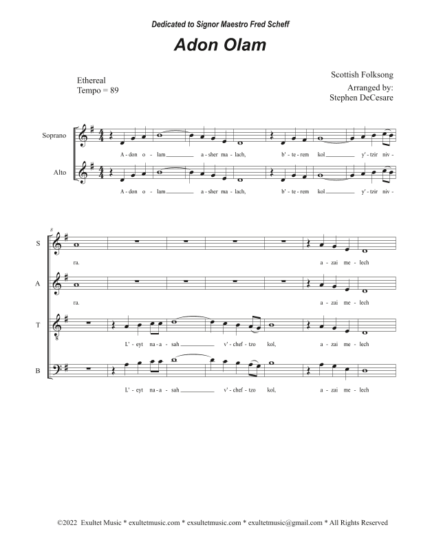 Adon Olam (Vocal Quartet - (SATB) (arr. Stephen DeCesare)