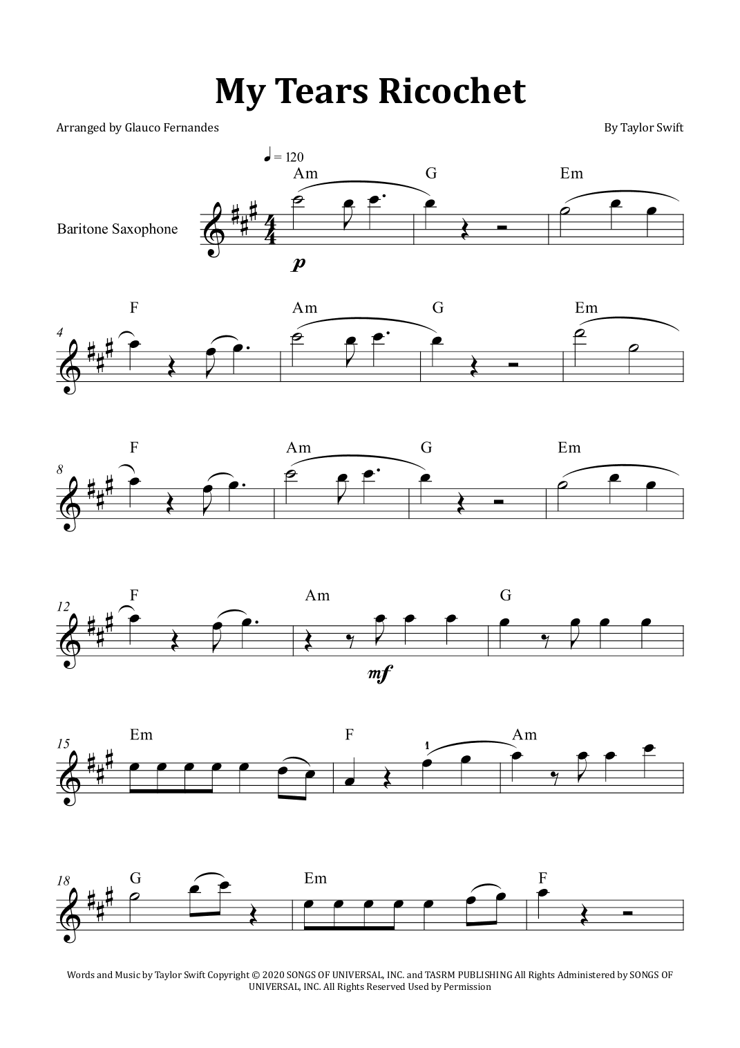 My Tears Ricochet (arr. Glauco Fernandes)