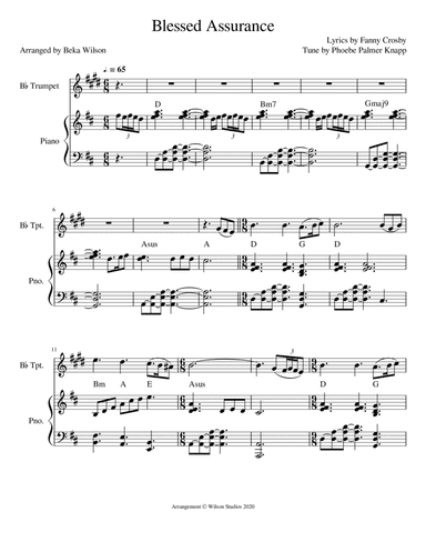 Blessed Assurance--trumpet solo (arr. Beka Wilson)