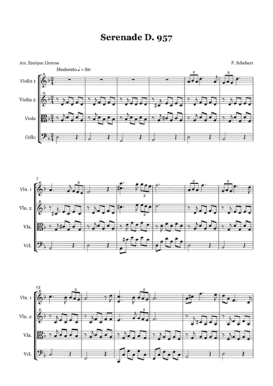 Serenade (Ständchen) D. 957 - String Quartet (arr. Enrique Llorens)