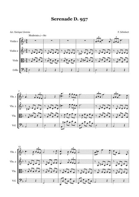 Serenade (Ständchen) D. 957 - String Quartet (arr. Enrique Llorens)