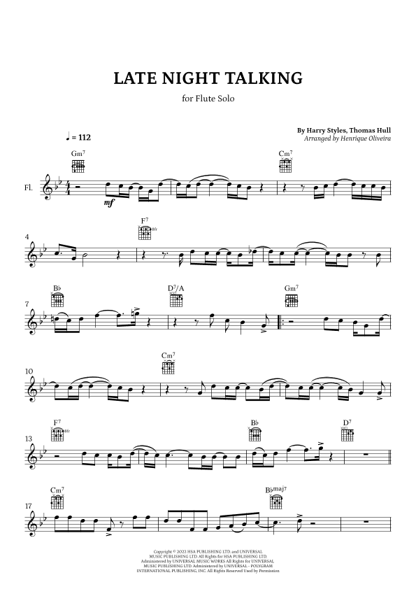 Late Night Talking (arr. Henrique Oliveira)